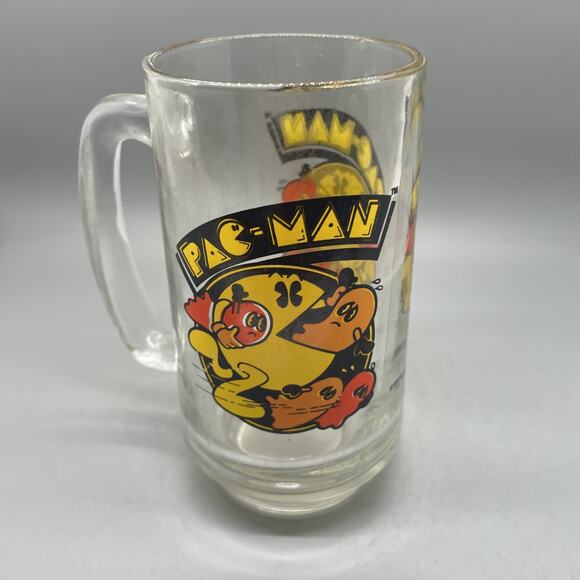 1982 Bally Midway Pac-Man Glass Mug Glass Pre Owned - Picture 3 of 5